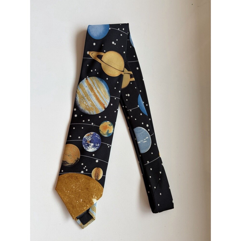 Vintage Silk Space Tie - Planets Saturn Astronomy